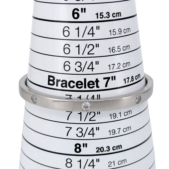 Vintage Sterling Silver 925 Bangle Bracelet with Cubic Zirconia 7.25" - Picture 7 of 9